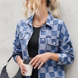 Ces Femme Blue Plaid Women Jeans